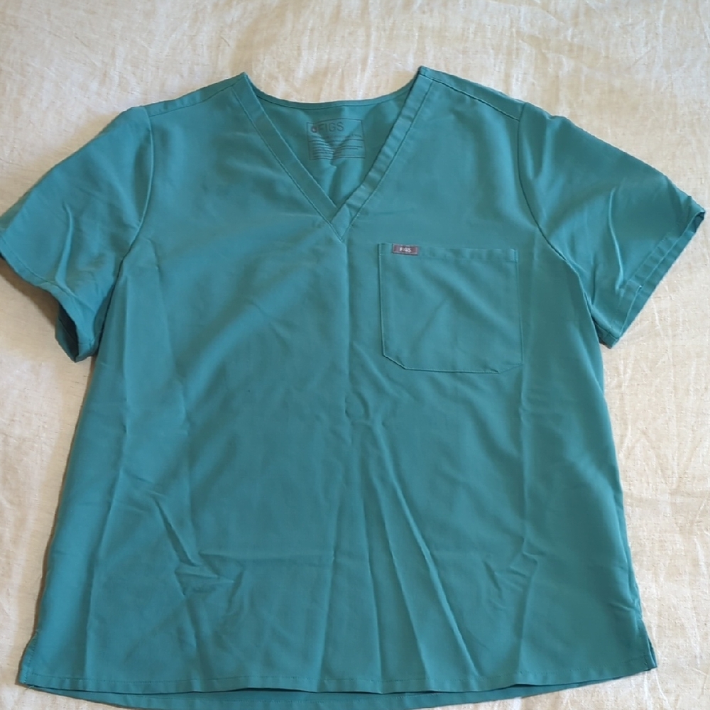 Figs Aqua V-Neck Women's Tee